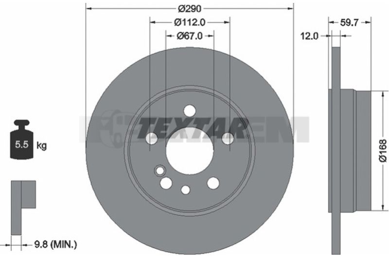 Lkw- und Busersatzteile - Bremssystem - Scheibenbremse und Trommelbremse - Bremsscheibe - TEX92056900