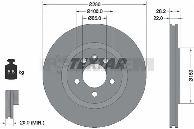 Lkw- und Busersatzteile - Bremssystem - Scheibenbremse und Trommelbremse - Bremsscheibe - TEX92057100