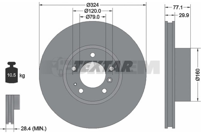 Lkw- und Busersatzteile - Bremssystem - Scheibenbremse und Trommelbremse - Bremsscheibe - TEX92058300