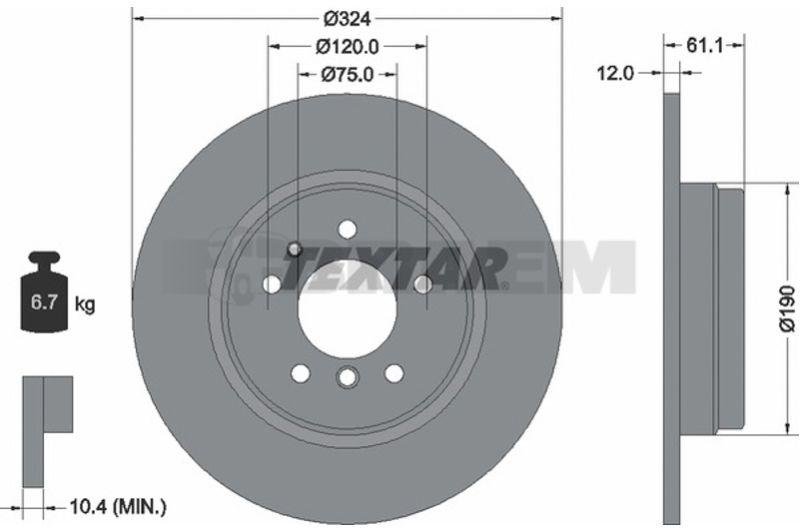 Lkw- und Busersatzteile - Bremssystem - Scheibenbremse und Trommelbremse - Bremsscheibe - TEX92058400