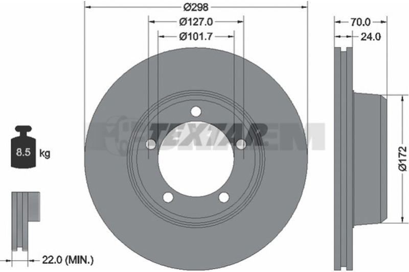 Lkw- und Busersatzteile - Bremssystem - Scheibenbremse und Trommelbremse - Bremsscheibe - TEX92061300