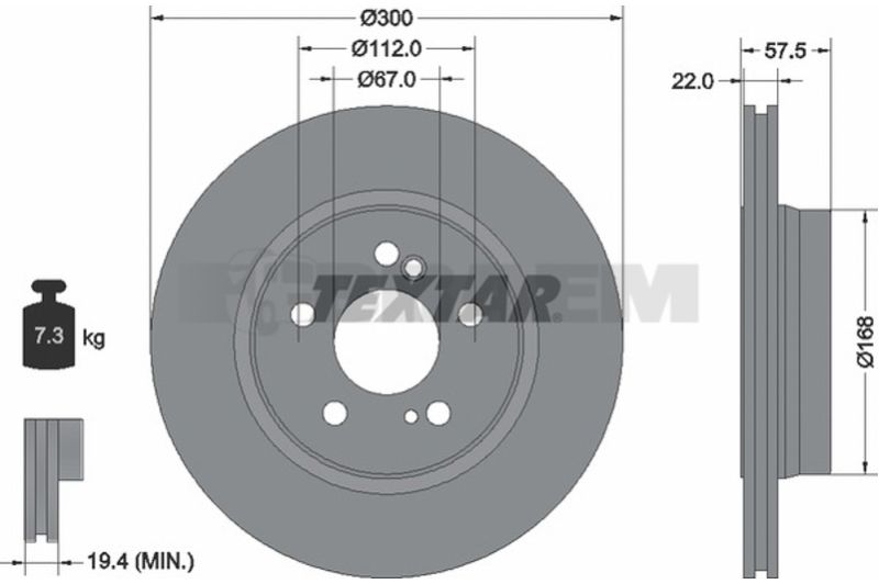 Lkw- und Busersatzteile - Bremssystem - Scheibenbremse und Trommelbremse - Bremsscheibe - TEX92063000