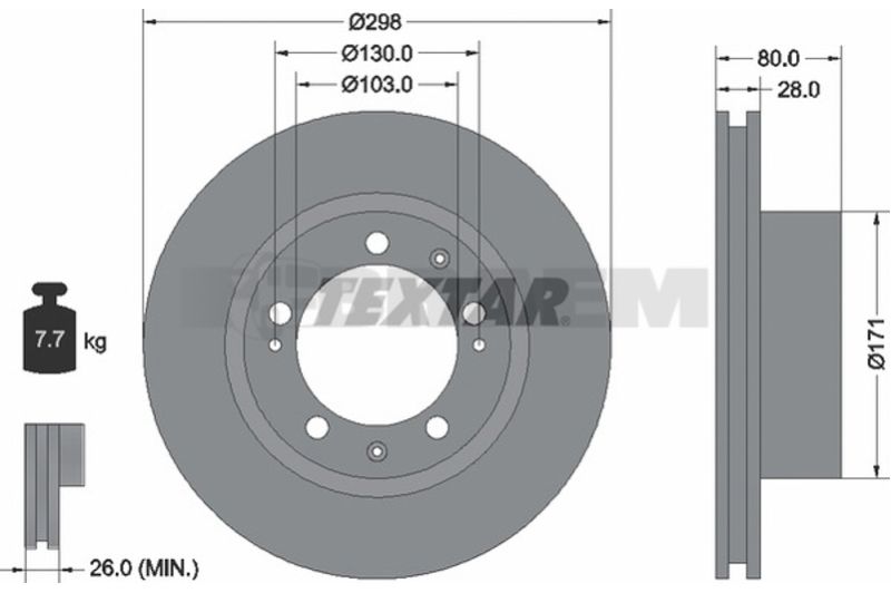 Lkw- und Busersatzteile - Bremssystem - Scheibenbremse und Trommelbremse - Bremsscheibe - TEX92064605