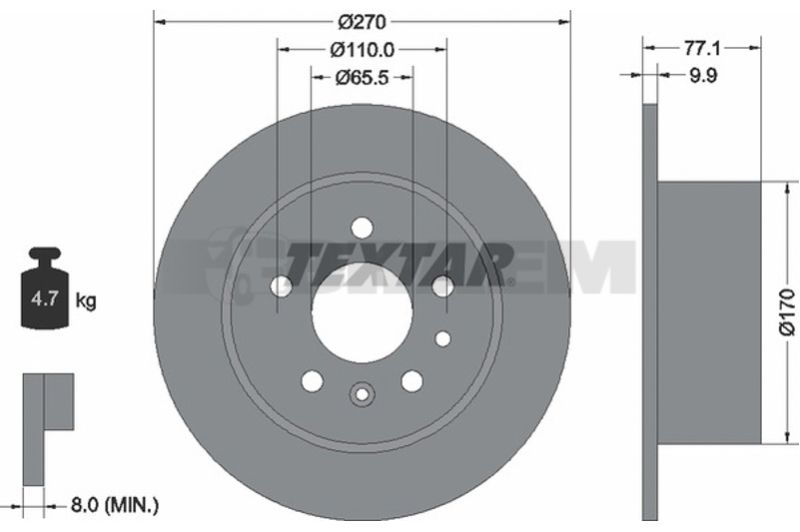 Lkw- und Busersatzteile - Bremssystem - Scheibenbremse und Trommelbremse - Bremsscheibe - TEX92066300