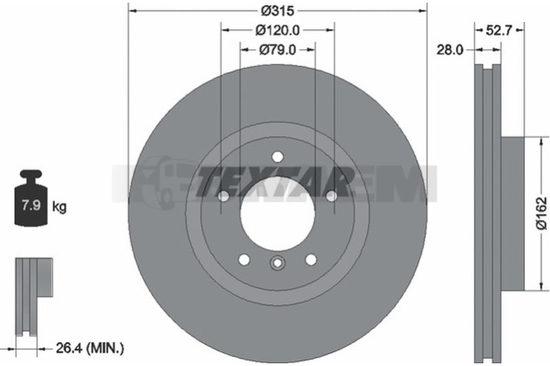 Lkw- und Busersatzteile - Bremssystem - Scheibenbremse und Trommelbremse - Bremsscheibe - TEX92069603