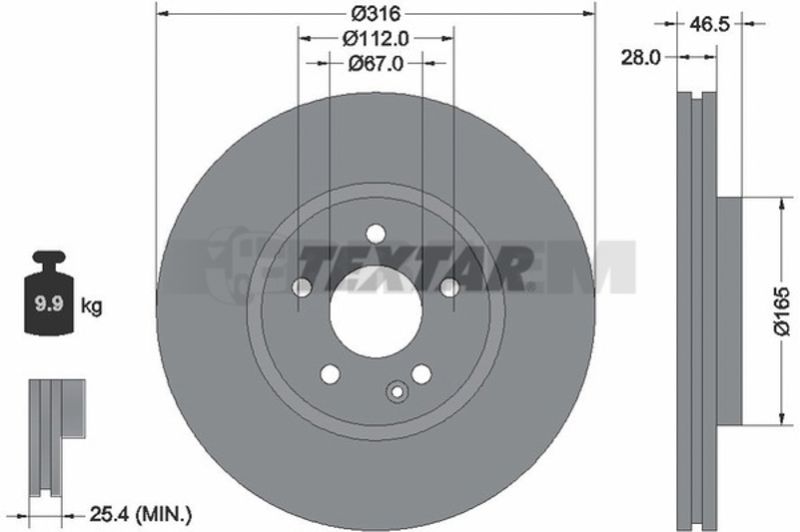 Lkw- und Busersatzteile - Bremssystem - Scheibenbremse und Trommelbremse - Bremsscheibe - TEX92073100