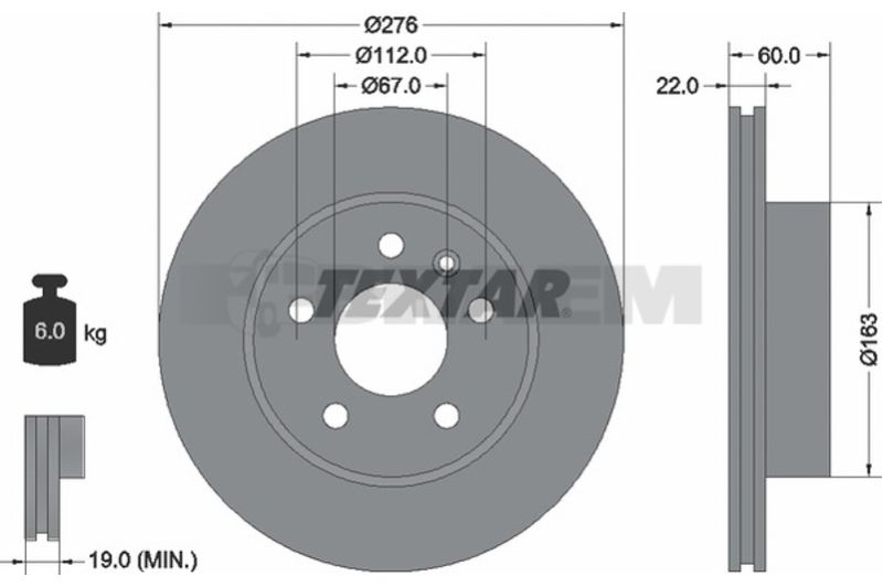 Lkw- und Busersatzteile - Bremssystem - Scheibenbremse und Trommelbremse - Bremsscheibe - TEX92074403