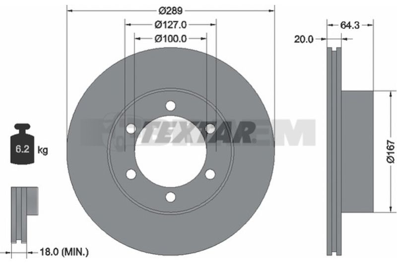 Lkw- und Busersatzteile - Bremssystem - Scheibenbremse und Trommelbremse - Bremsscheibe - TEX92076300