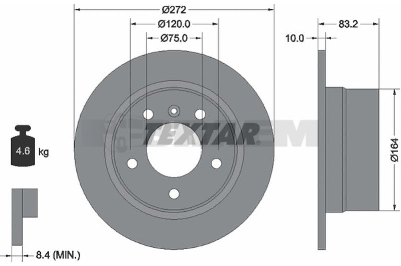 Lkw- und Busersatzteile - Bremssystem - Scheibenbremse und Trommelbremse - Bremsscheibe - TEX92076703