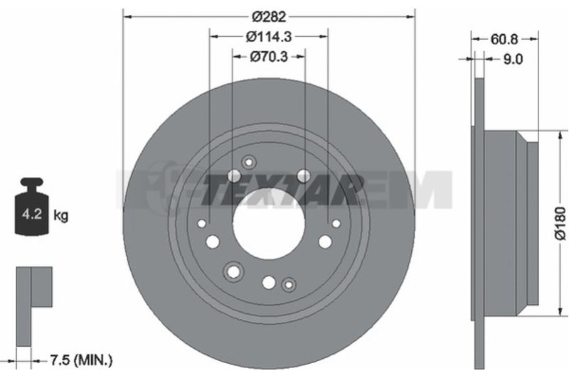 Lkw- und Busersatzteile - Bremssystem - Scheibenbremse und Trommelbremse - Bremsscheibe - TEX92077500