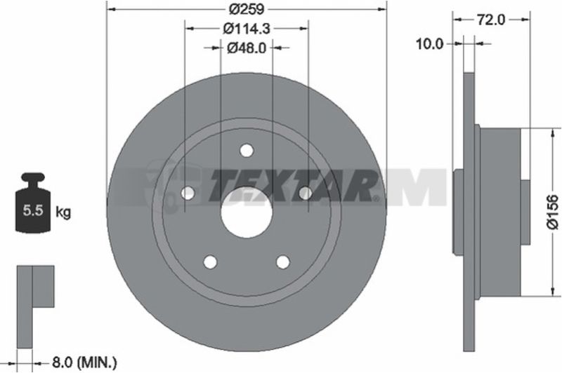 Lkw- und Busersatzteile - Bremssystem - Scheibenbremse und Trommelbremse - Bremsscheibe - TEX92078800