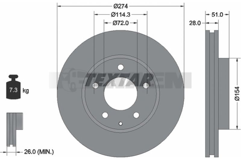 Lkw- und Busersatzteile - Bremssystem - Scheibenbremse und Trommelbremse - Bremsscheibe - TEX92079200