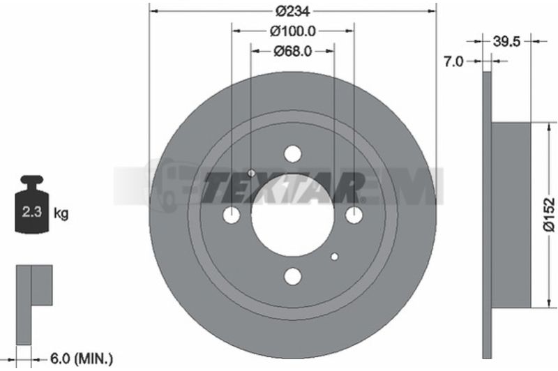 Lkw- und Busersatzteile - Bremssystem - Scheibenbremse und Trommelbremse - Bremsscheibe - TEX92079600
