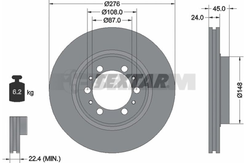 Lkw- und Busersatzteile - Bremssystem - Scheibenbremse und Trommelbremse - Bremsscheibe - TEX92079800