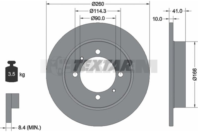 Lkw- und Busersatzteile - Bremssystem - Scheibenbremse und Trommelbremse - Bremsscheibe - TEX92083003
