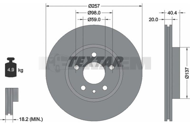 Lkw- und Busersatzteile - Bremssystem - Scheibenbremse und Trommelbremse - Bremsscheibe - TEX92083100