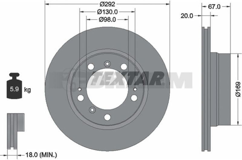 Lkw- und Busersatzteile - Bremssystem - Scheibenbremse und Trommelbremse - Bremsscheibe - TEX92088903