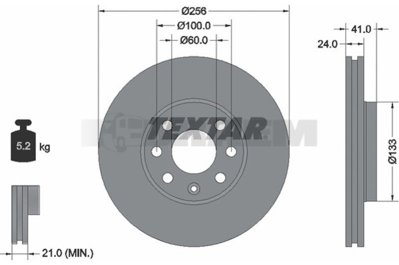 Lkw- und Busersatzteile - Bremssystem - Scheibenbremse und Trommelbremse - Bremsscheibe - TEX92091803