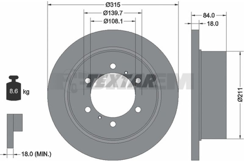 Lkw- und Busersatzteile - Bremssystem - Scheibenbremse und Trommelbremse - Bremsscheibe - TEX92093100