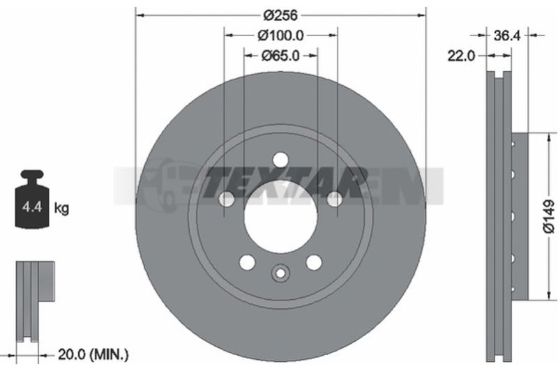 Lkw- und Busersatzteile - Bremssystem - Scheibenbremse und Trommelbremse - Bremsscheibe - TEX92098603
