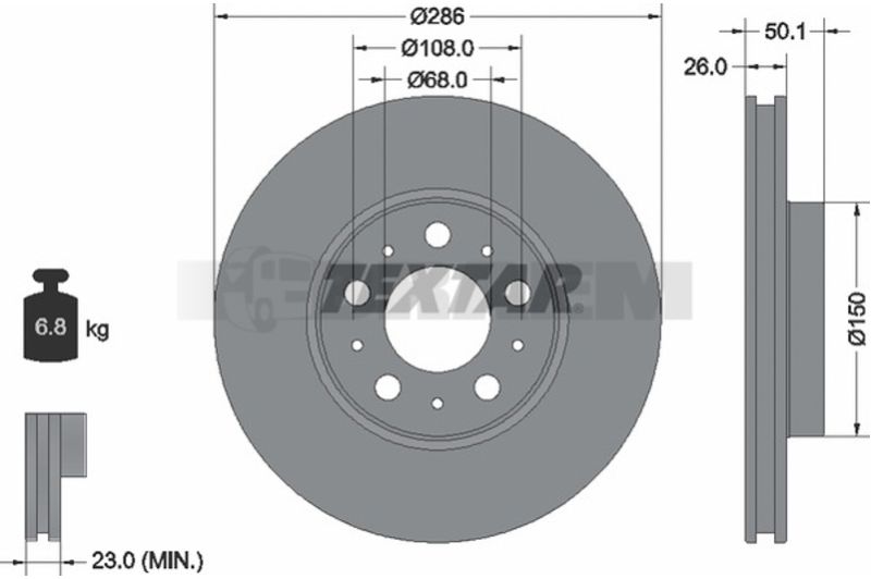 Lkw- und Busersatzteile - Bremssystem - Scheibenbremse und Trommelbremse - Bremsscheibe - TEX92100503