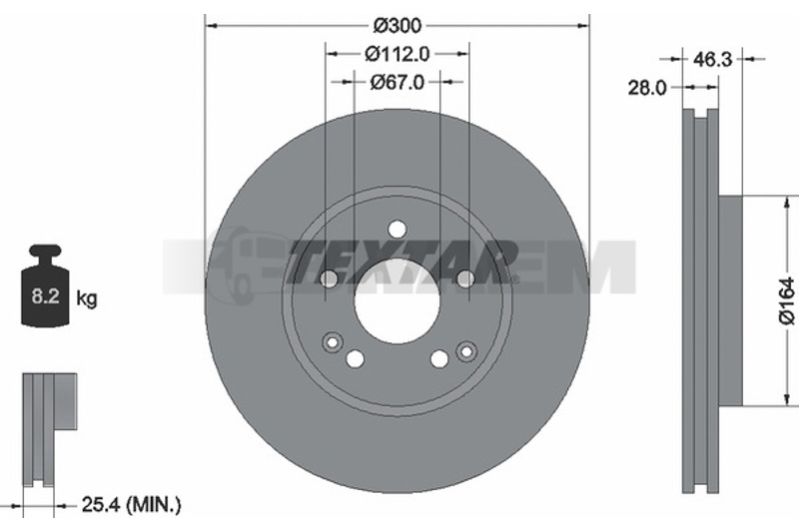 Lkw- und Busersatzteile - Bremssystem - Scheibenbremse und Trommelbremse - Bremsscheibe - TEX92106005