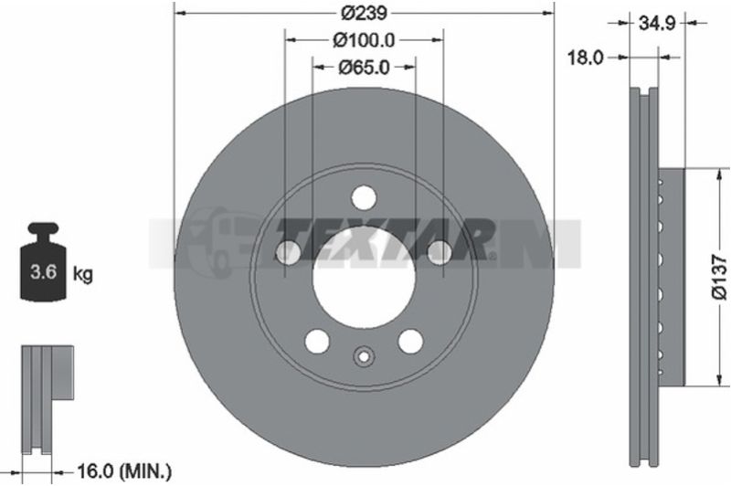 Lkw- und Busersatzteile - Bremssystem - Scheibenbremse und Trommelbremse - Bremsscheibe - TEX92106803