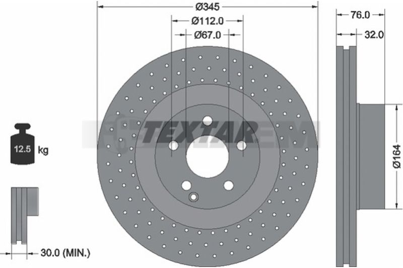 Lkw- und Busersatzteile - Bremssystem - Scheibenbremse und Trommelbremse - Bremsscheibe - TEX92108800