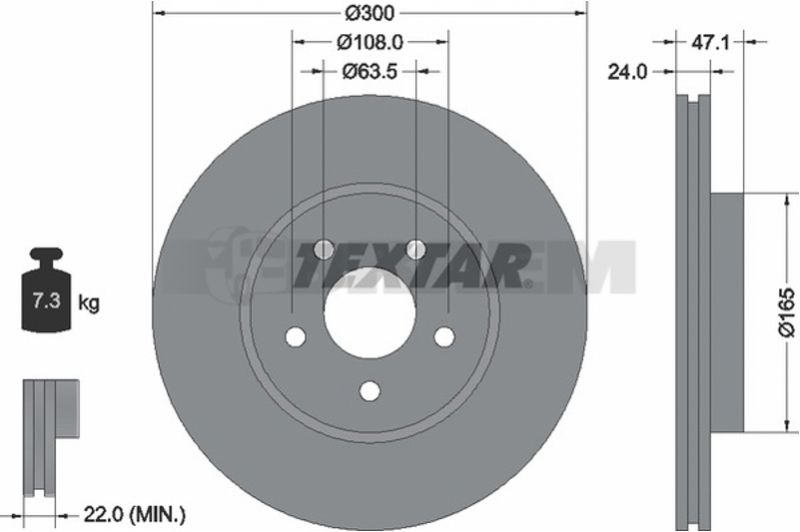 Lkw- und Busersatzteile - Bremssystem - Scheibenbremse und Trommelbremse - Bremsscheibe - TEX92109605