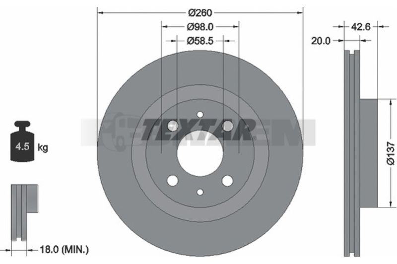 Lkw- und Busersatzteile - Bremssystem - Scheibenbremse und Trommelbremse - Bremsscheibe - TEX92112100