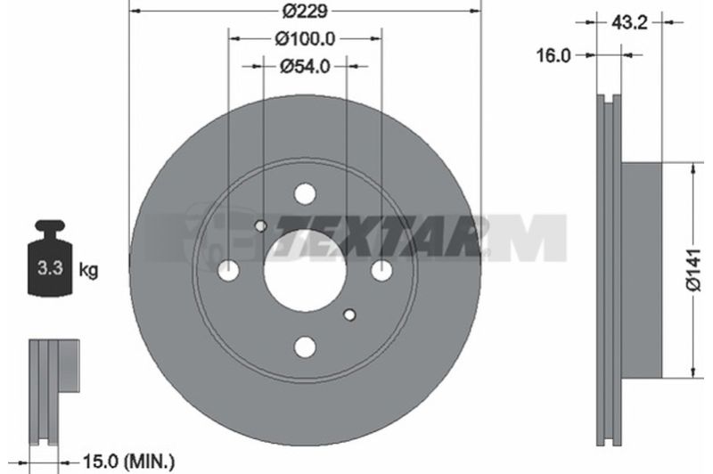 Lkw- und Busersatzteile - Bremssystem - Scheibenbremse und Trommelbremse - Bremsscheibe - TEX92113200
