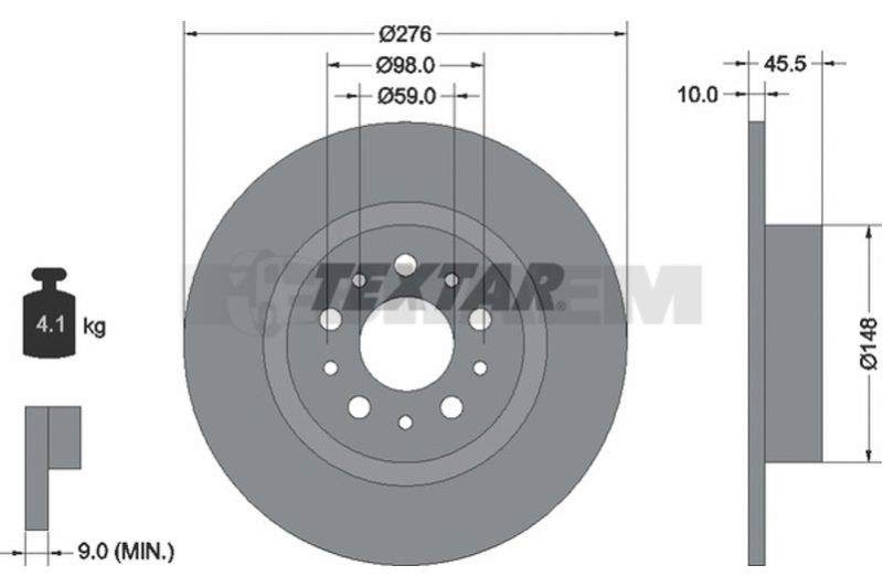 Lkw- und Busersatzteile - Bremssystem - Scheibenbremse und Trommelbremse - Bremsscheibe - TEX92114600
