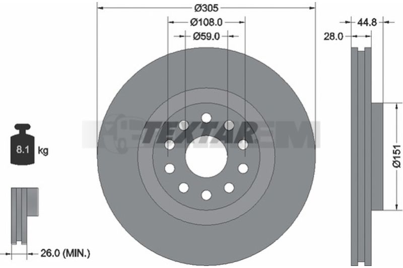 Truck and bus spare parts - Brake system - Brake discs and brake drums - Brake disc - TEX92115800