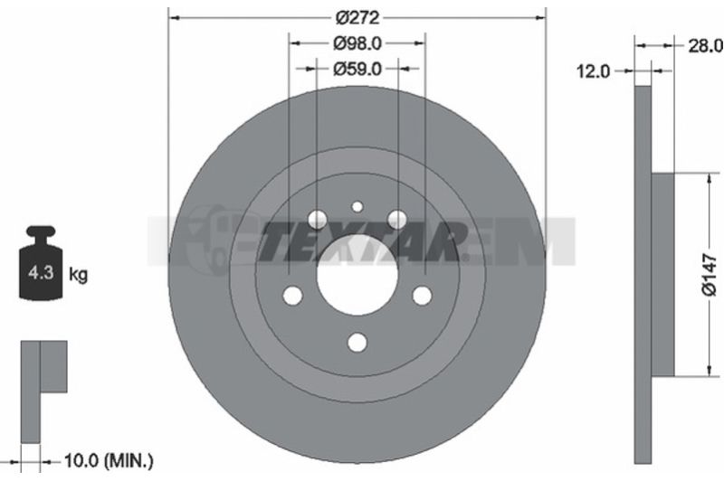 Lkw- und Busersatzteile - Bremssystem - Scheibenbremse und Trommelbremse - Bremsscheibe - TEX92118203