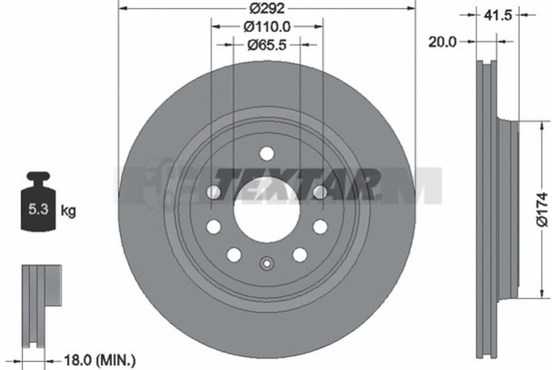 Lkw- und Busersatzteile - Bremssystem - Scheibenbremse und Trommelbremse - Bremsscheibe - TEX92118403