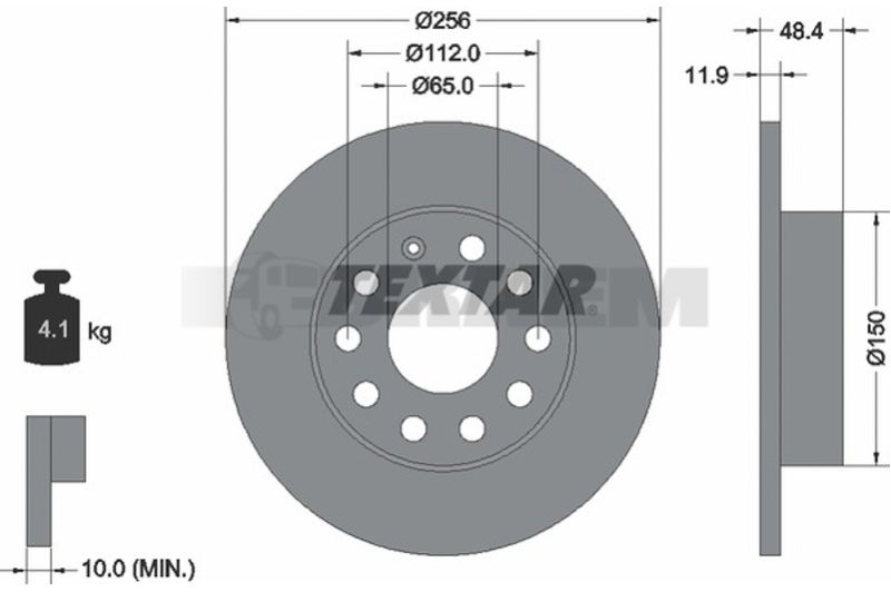 Lkw- und Busersatzteile - Bremssystem - Scheibenbremse und Trommelbremse - Bremsscheibe - TEX92121103