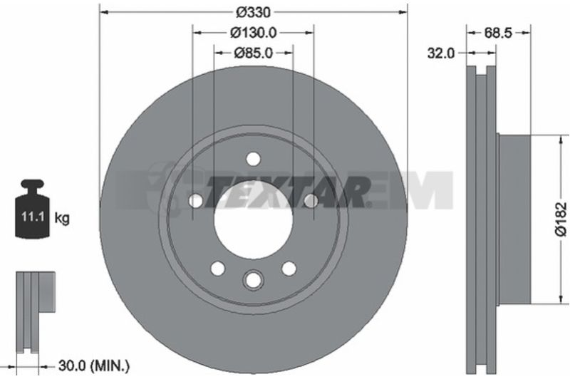 Lkw- und Busersatzteile - Bremssystem - Scheibenbremse und Trommelbremse - Bremsscheibe - TEX92121605