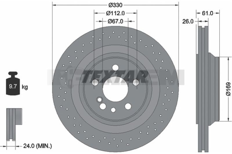 Lkw- und Busersatzteile - Bremssystem - Scheibenbremse und Trommelbremse - Bremsscheibe - TEX92124300