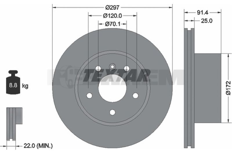Lkw- und Busersatzteile - Bremssystem - Scheibenbremse und Trommelbremse - Bremsscheibe - TEX92129700