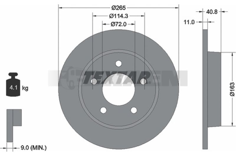 Lkw- und Busersatzteile - Bremssystem - Scheibenbremse und Trommelbremse - Bremsscheibe - TEX92129900