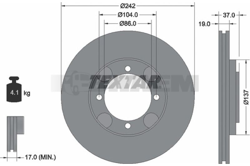 Lkw- und Busersatzteile - Bremssystem - Scheibenbremse und Trommelbremse - Bremsscheibe - TEX92130700