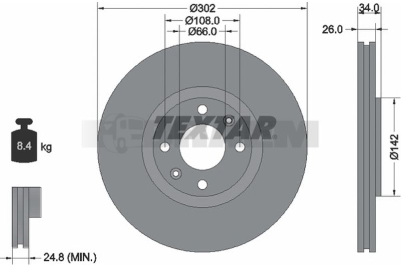 Lkw- und Busersatzteile - Bremssystem - Scheibenbremse und Trommelbremse - Bremsscheibe - TEX92133203