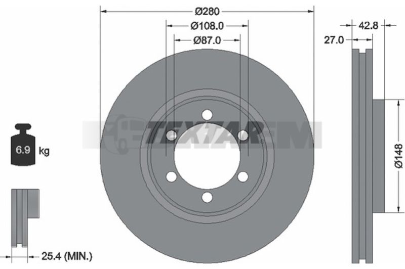 Lkw- und Busersatzteile - Bremssystem - Scheibenbremse und Trommelbremse - Bremsscheibe - TEX92136503