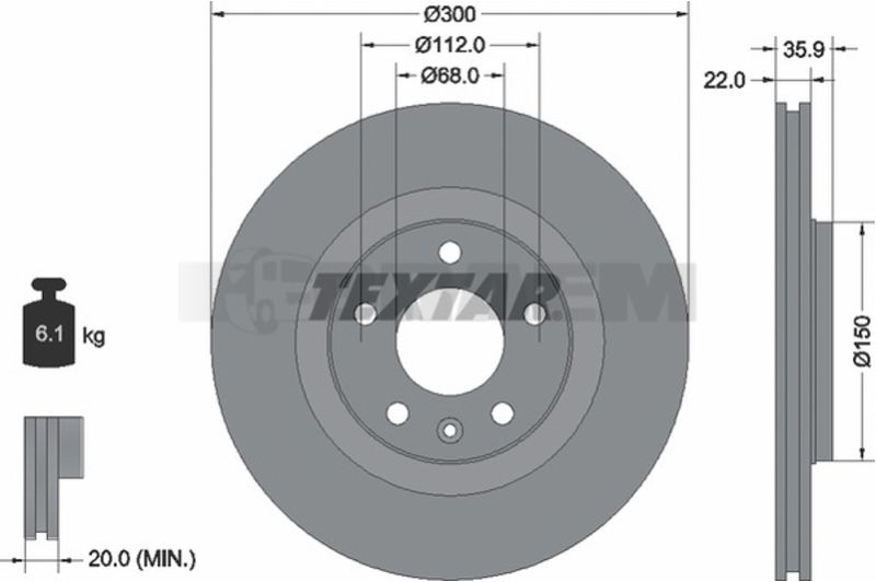 Lkw- und Busersatzteile - Bremssystem - Scheibenbremse und Trommelbremse - Bremsscheibe - TEX92137103