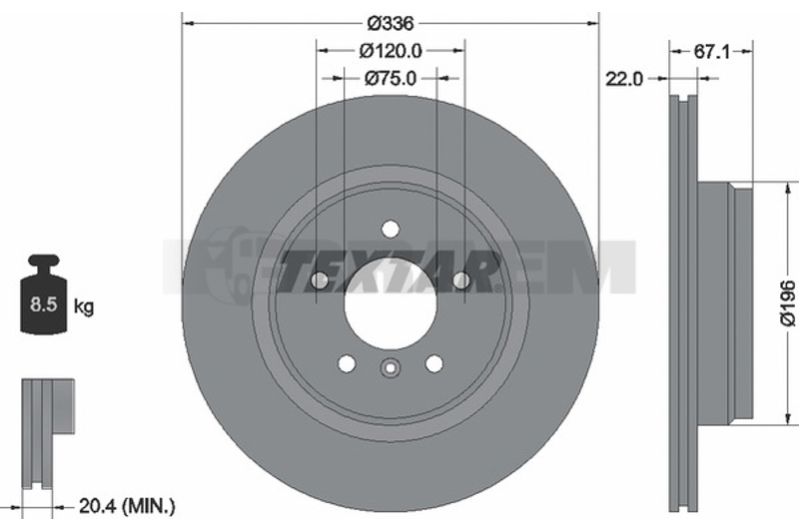 Lkw- und Busersatzteile - Bremssystem - Scheibenbremse und Trommelbremse - Bremsscheibe - TEX92137905