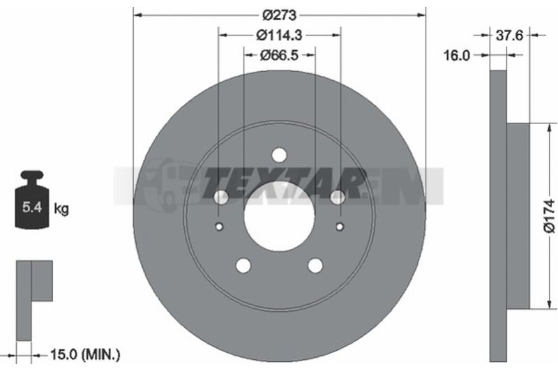 Lkw- und Busersatzteile - Bremssystem - Scheibenbremse und Trommelbremse - Bremsscheibe - TEX92138200