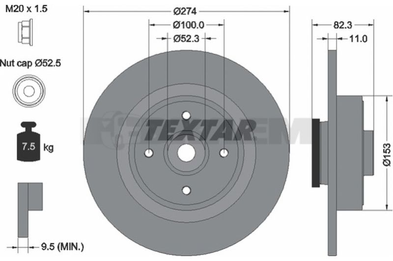 Lkw- und Busersatzteile - Bremssystem - Scheibenbremse und Trommelbremse - Bremsscheibe - TEX92141403