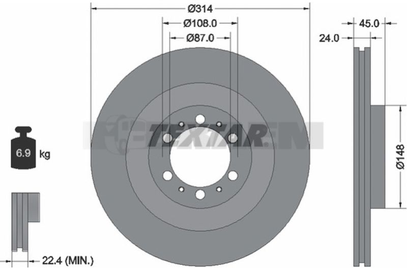 Lkw- und Busersatzteile - Bremssystem - Scheibenbremse und Trommelbremse - Bremsscheibe - TEX92144803