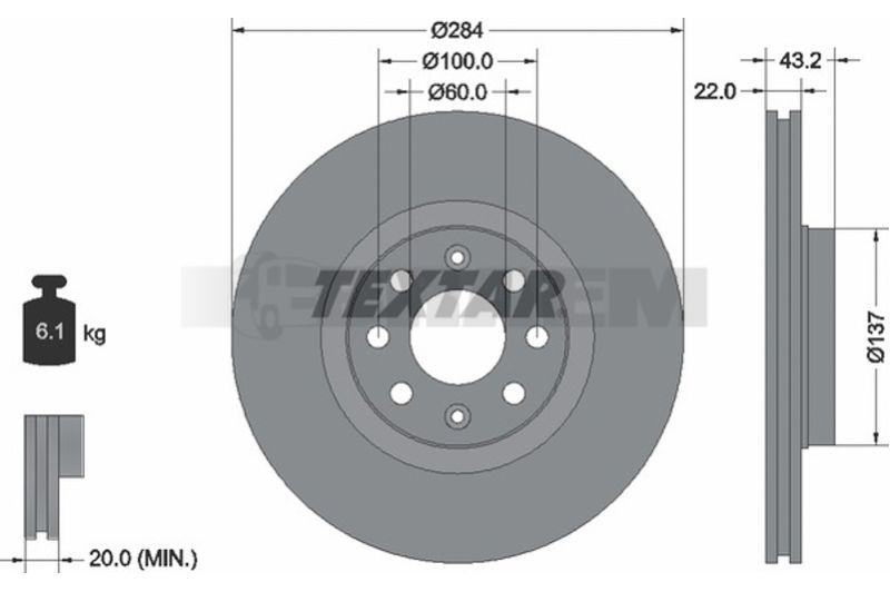 Lkw- und Busersatzteile - Bremssystem - Scheibenbremse und Trommelbremse - Bremsscheibe - TEX92145803