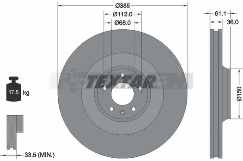 Lkw- und Busersatzteile - Bremssystem - Scheibenbremse und Trommelbremse - Bremsscheibe - TEX92151303